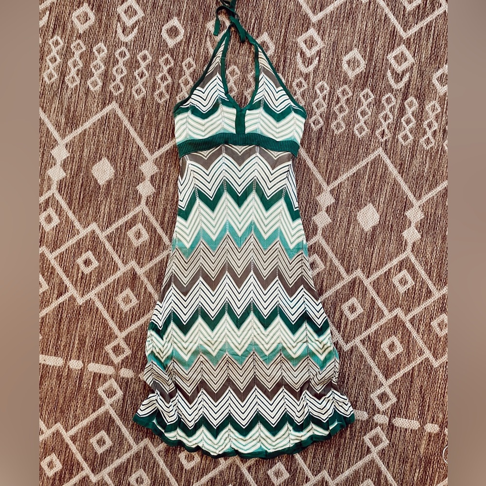 BCBG Maxazria Green Stripe Halter